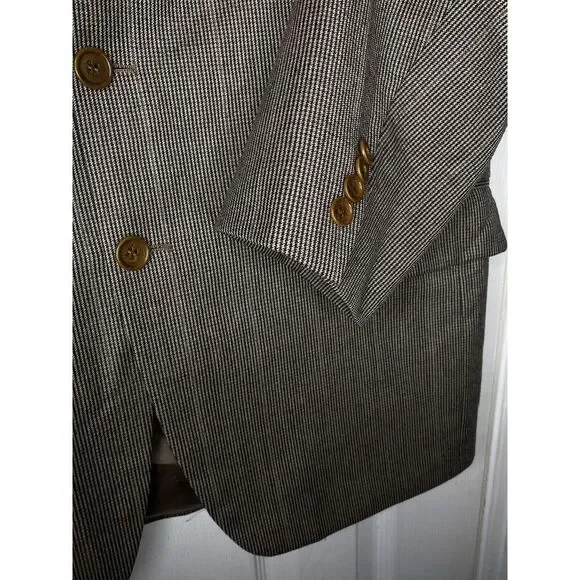 Ermenegildo Zegna Tessuto Mens Wool Three Button Sport‎ Coat Brown White 50